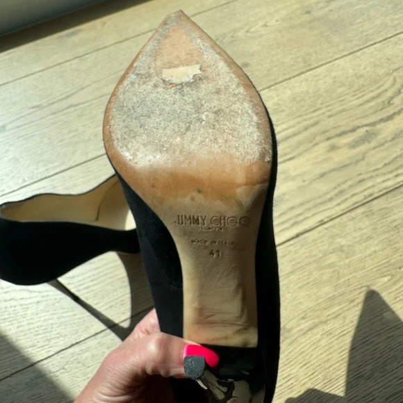 Jimmy Choo Black Suede Love Pointed Toe Pumps 100, Size 41 - Picture 7 of 12